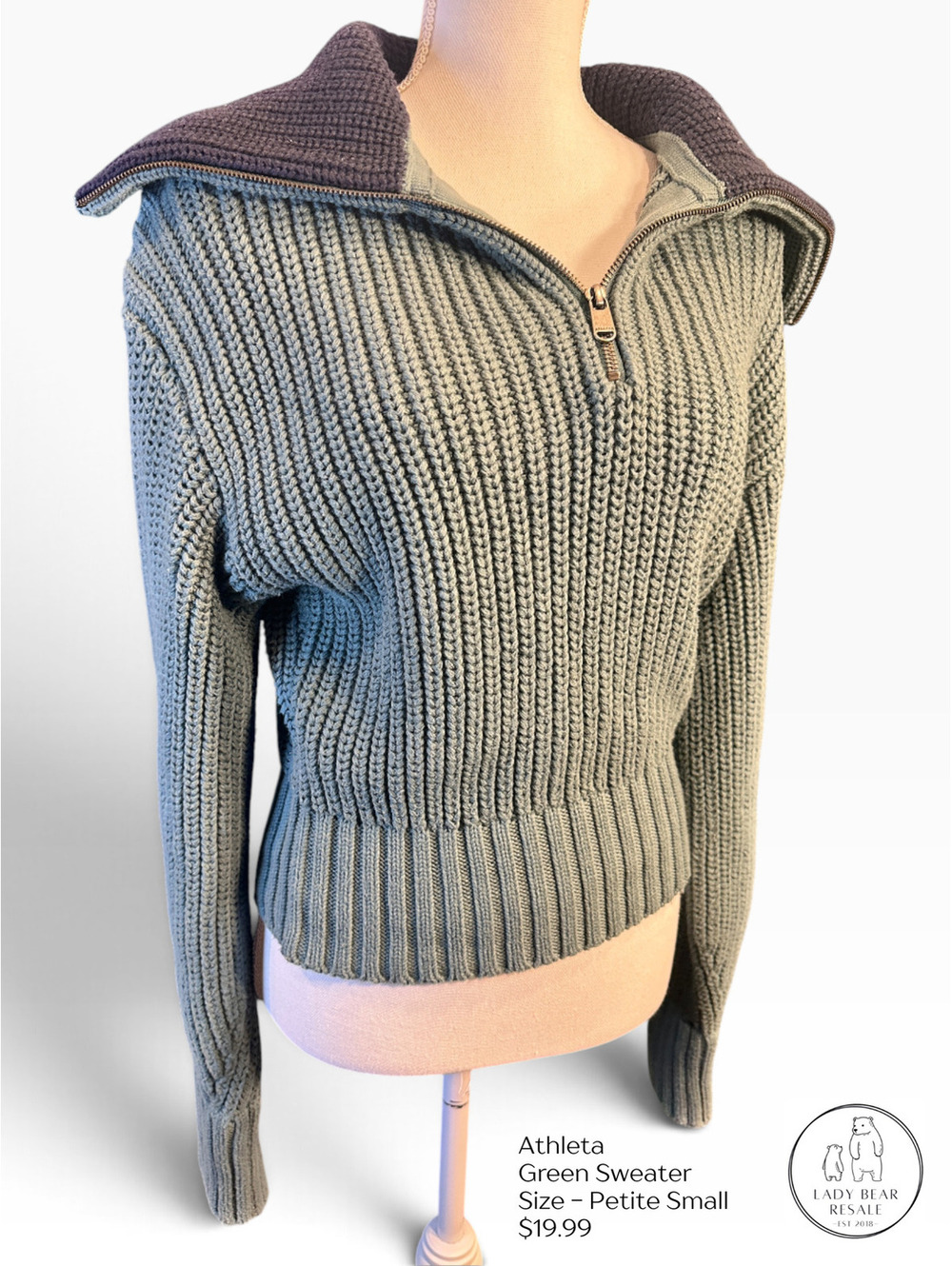 Athleta Green Sweater - Size Petite Small